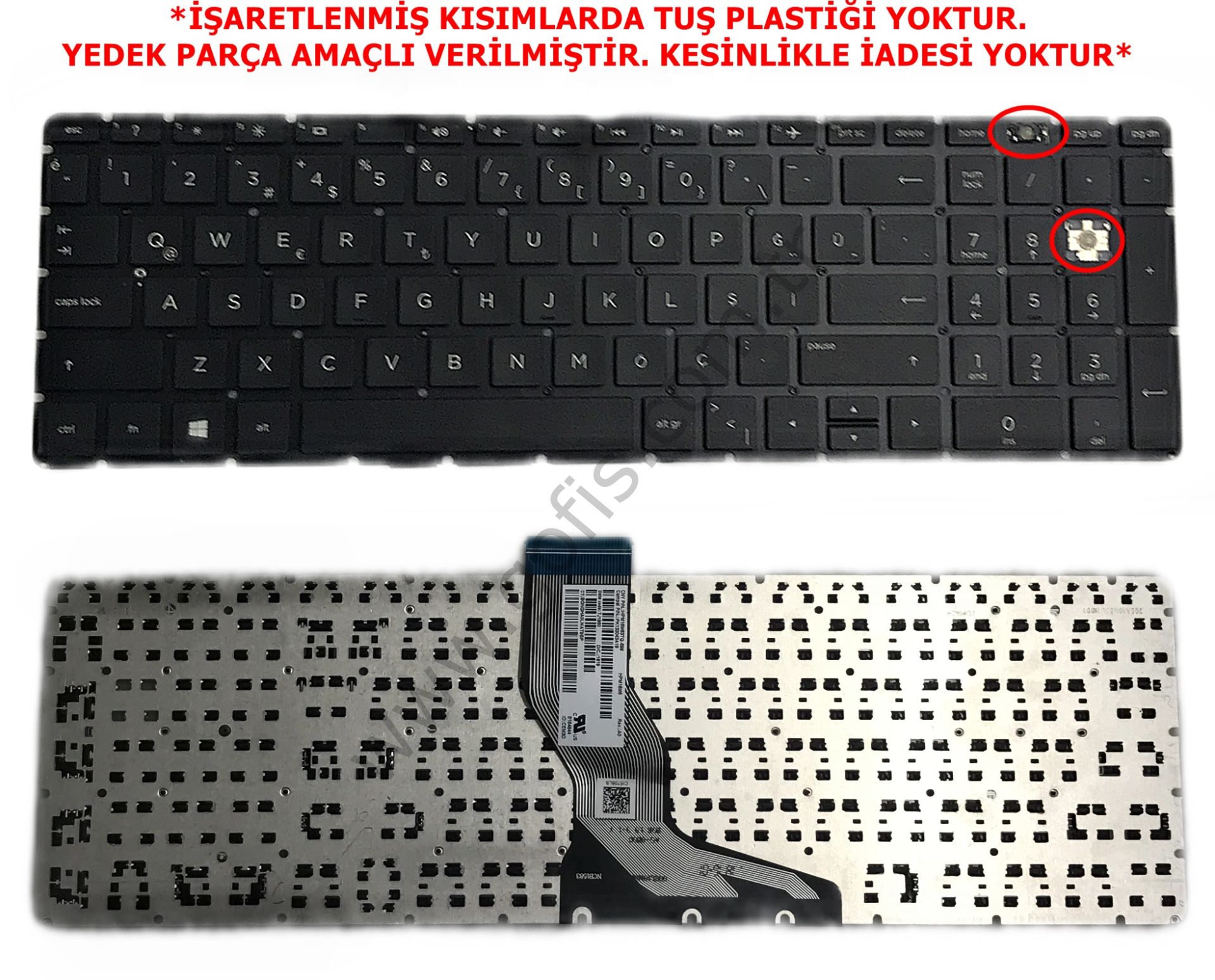 HP PAVİLİON 15-BS 15-BW 250 G6 255 G6 KLAVYE TÜRKÇE Q HPM16M6 PK132043A18 *YEDEK PARÇA AMAÇLI* (2)