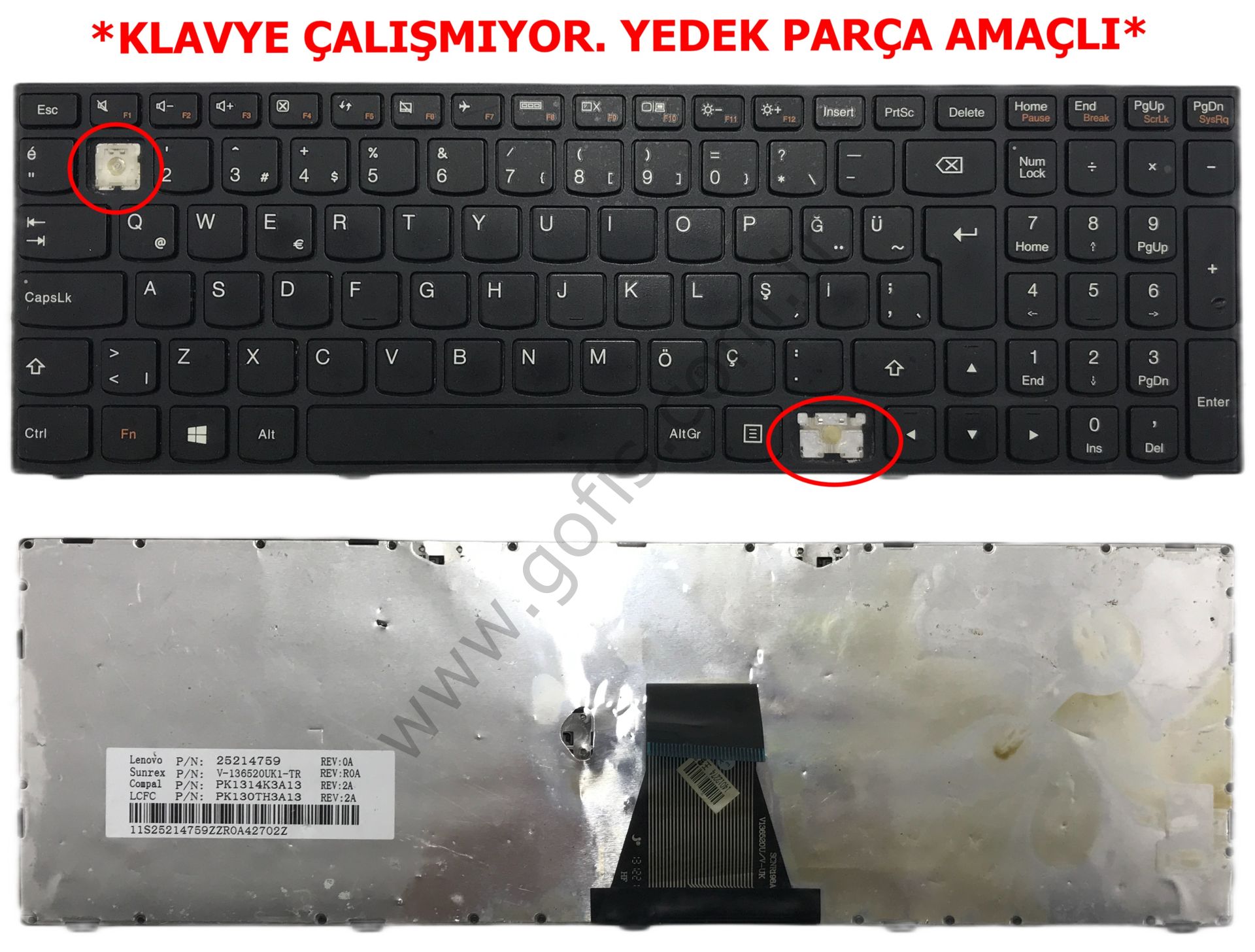 LENOVO Z50-70 KLAVYE TÜRKÇE Q 25214759 V-136520UK1-TR PK1314K3A13 PK130TH3A13 *YEDEK PARÇA AMAÇLI*