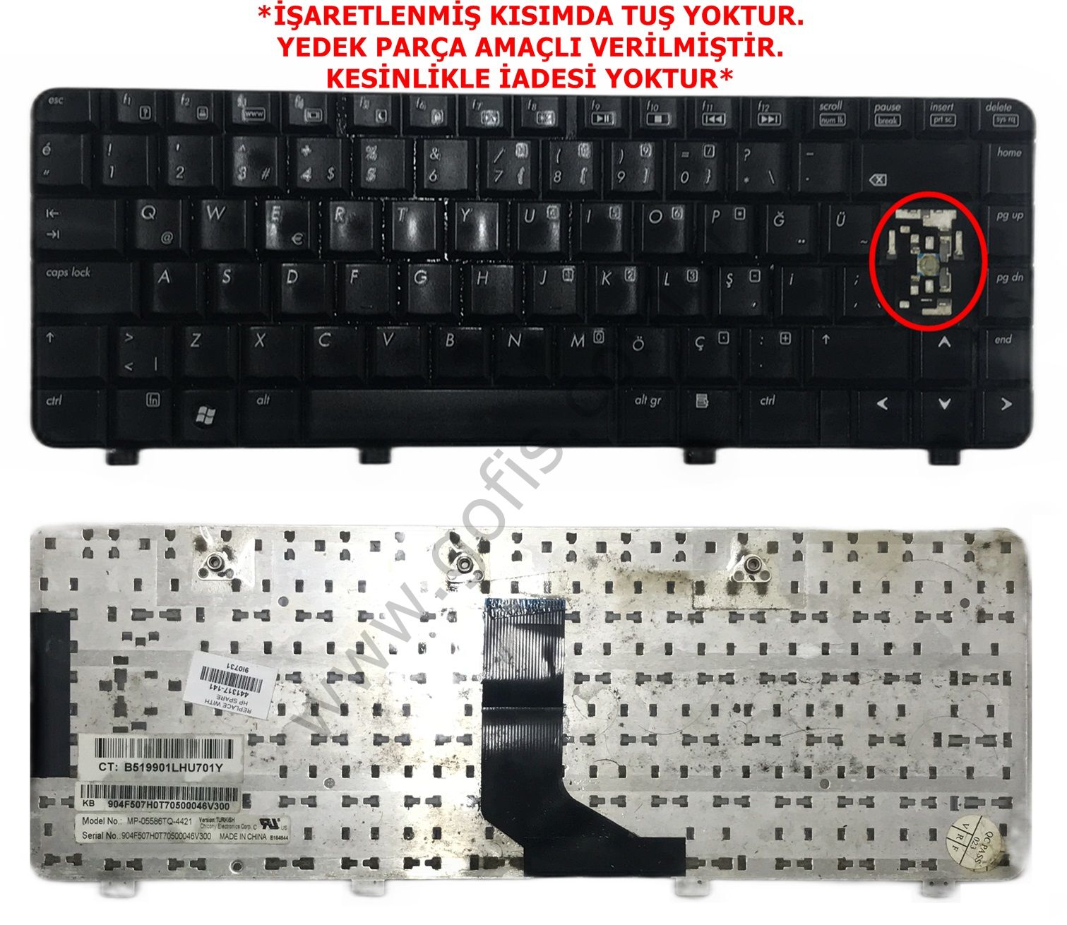 HP PAVİLİON DV2500 DV2000 KLAVYE TÜRKÇE Q MP-05586TQ-4421 441317-141 *YEDEK PARÇA AMAÇLI*