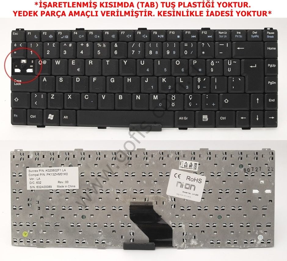ASUS Z96 KLAVYE TÜRKÇE Q K020602F1 *YEDEK PARÇA AMAÇLI*