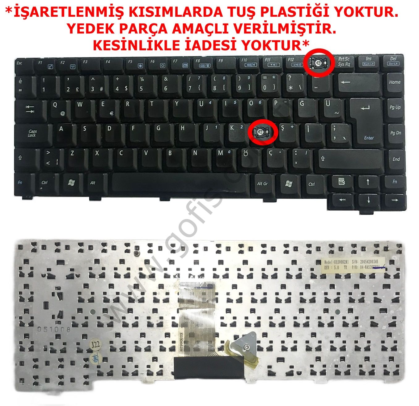 ASUS A6000 KLAVYE TÜRKÇE Q K030662N1 *YEDEK PARÇA AMAÇLI*