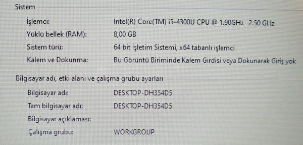 DELL LATITUDE E5440 INTEL CORE İ5-4300U 8GB RAM 320GB HDD LAPTOP