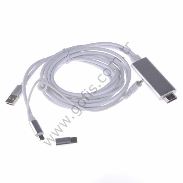 HDMI DIGITAL  AV CABLE  2 IN  1 HDMI TO  MICRO USB & USB-C
