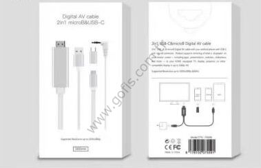 HDMI DIGITAL  AV CABLE  2 IN  1 HDMI TO  MICRO USB & USB-C