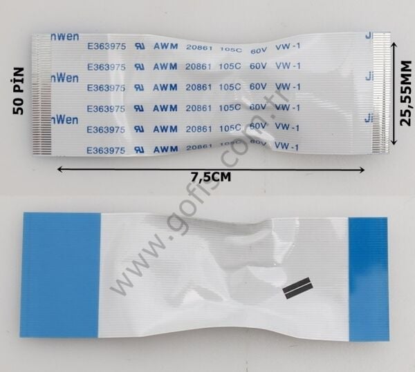 JINWEN E363975 AWM 20861 105C 60V VW-1 FLEX KABLO 25,55MM 7,5CM 50 PİN FLEX CABLE