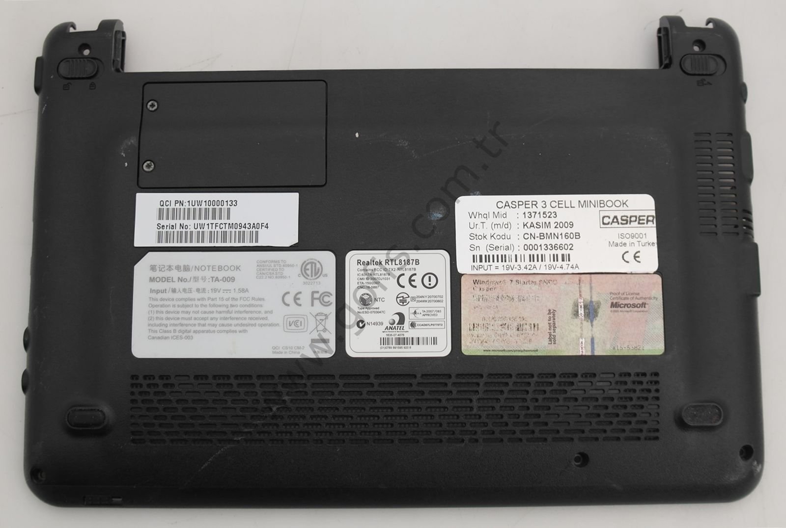 CASPER 3 CELL MİNİBOOK TA-009 ALT KASA 34UW1BA0010