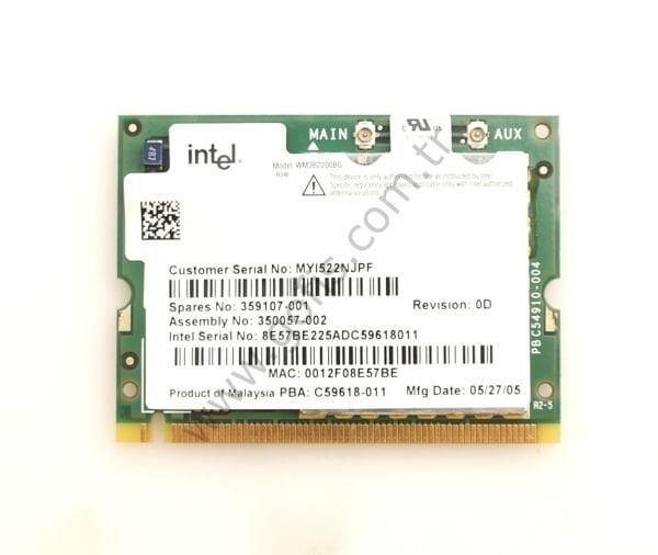 HP COMPAQ DV4000 NC6220 NX6110 NX8220 WİRELESS KART WM3B2200BG 381583-001 350057-002 359107-001 WİFİ CARD