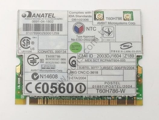 LENOVO Z546 WİRELESS KART 39T0386 T60H786.13 T60H786-W WİFİ CARD