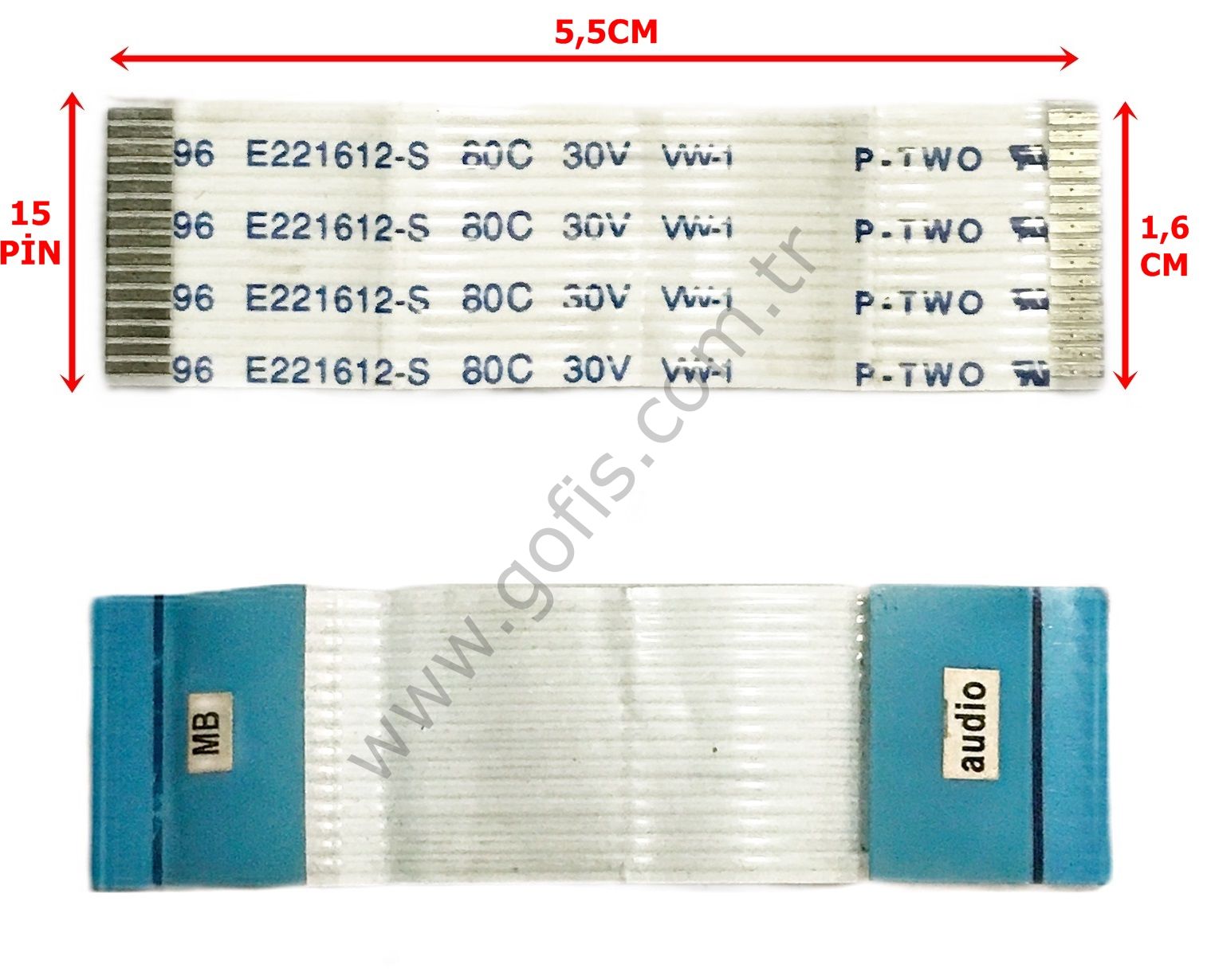 P-TWO AWM 20696 E221612-S 80C 30V VW-1 FLEX KABLO 1,6CM 5,5CM 15 PİN FLEX CABLE