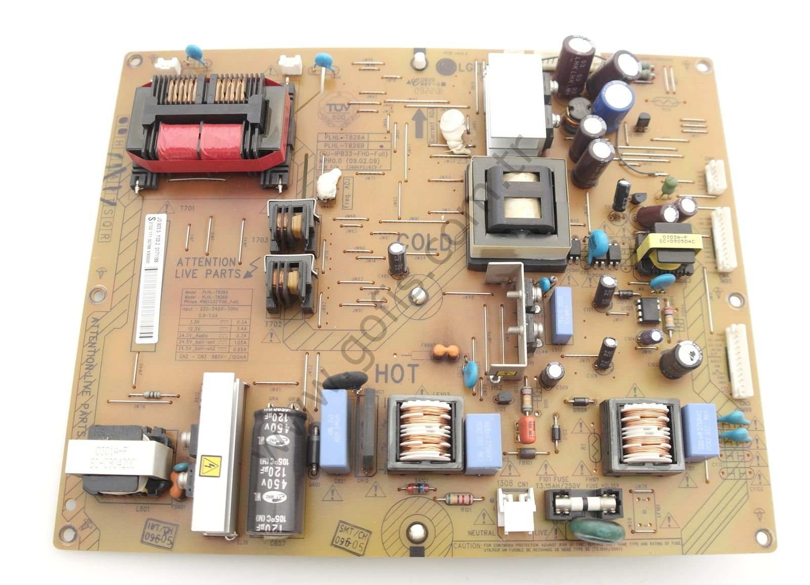 PHILIPS 32PFL7404H/12 POWER BOARD PLHL-T826A PLHL-T826B 2722 171 00788 2300KPG102B-F BESLEME KARTI