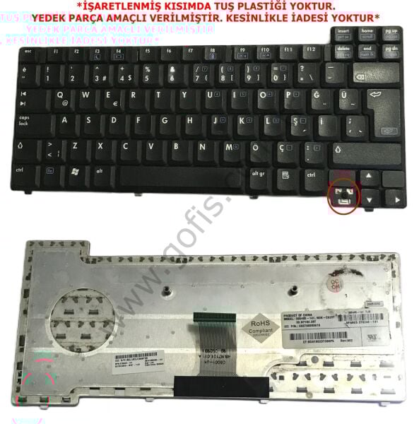HP COMPAQ NC6110, NC6120, NC6320, NX6315, NX6320, NX6110 KLAVYE TÜRKÇE Q 365485-141 378248-141 *YEDEK PARÇA AMAÇLI* (2)