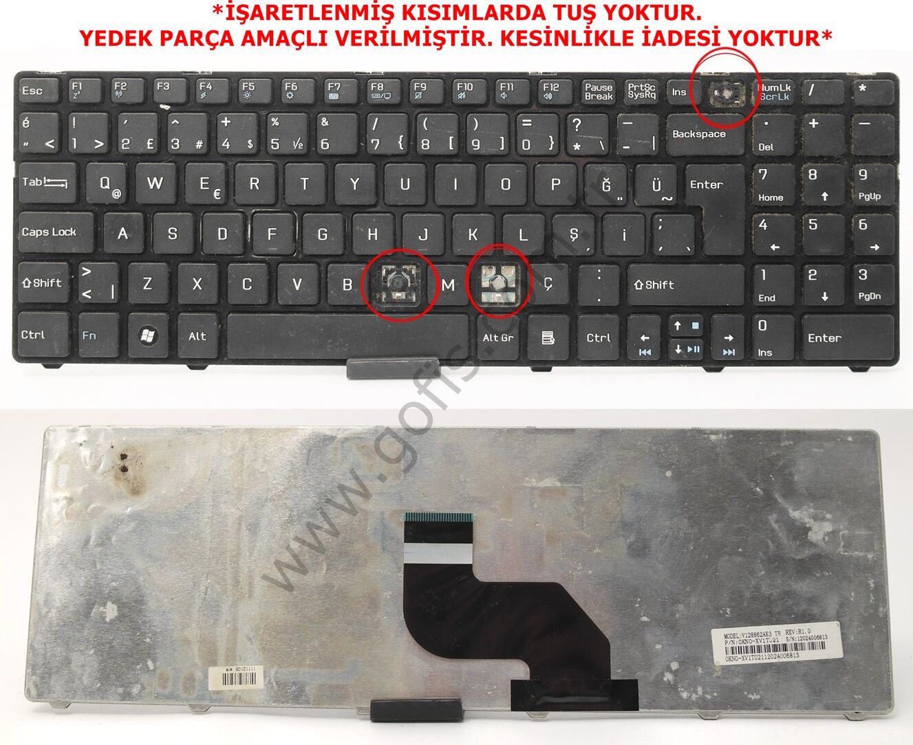 CASPER H36 KLAVYE TÜRKÇE Q V128862AK3 OKNO-XV1TU21 *YEDEK PARÇA AMAÇLI*