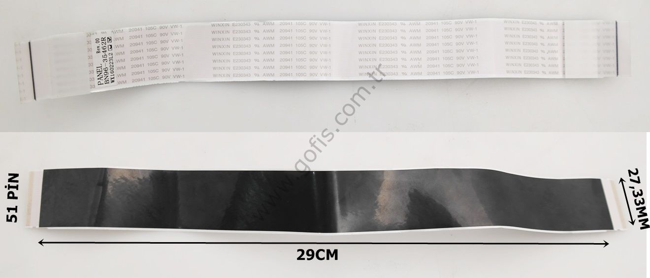 SAMSUNG UN75JU7100F, UN75JU6500F, UN75JU641DF LVDS KABLO BN96-35462R 27,33MM 29CM 51 PİN LVDS CABLE